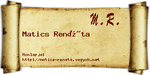 Matics Renáta névjegykártya